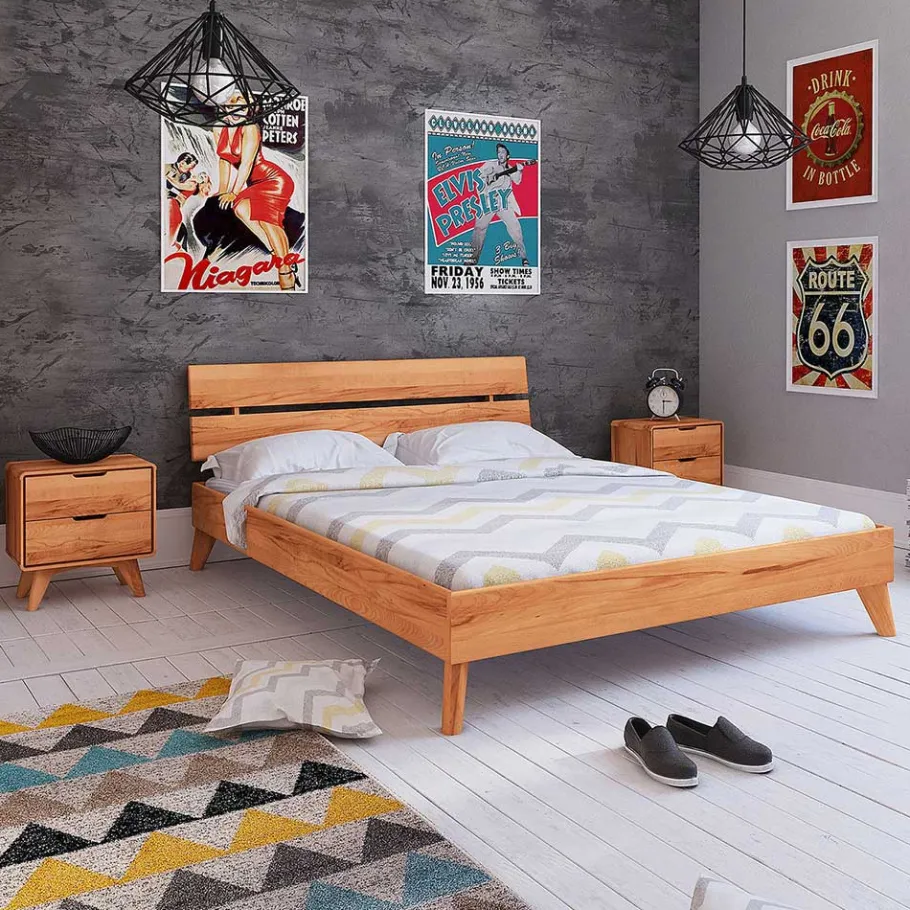 220 Überlänge Holzbett & Nachttische - Junola IV (dreiteilig) Betten