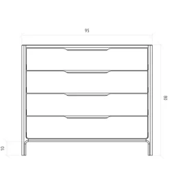 Sale 95 cm breite Kommode mit vier Schubladen - Laida Kommoden