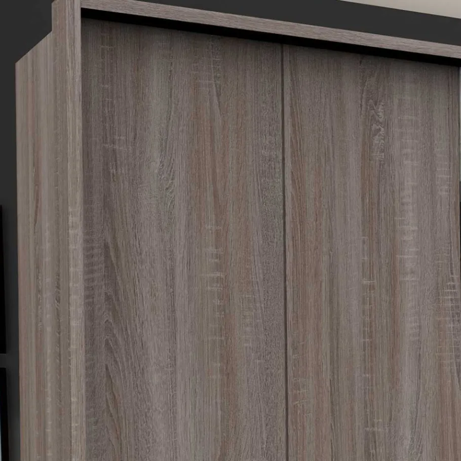 Sale 300 cm breiter Falttürenschrank in Holzoptik dunkel - Riding Kleiderschränke|Schränke