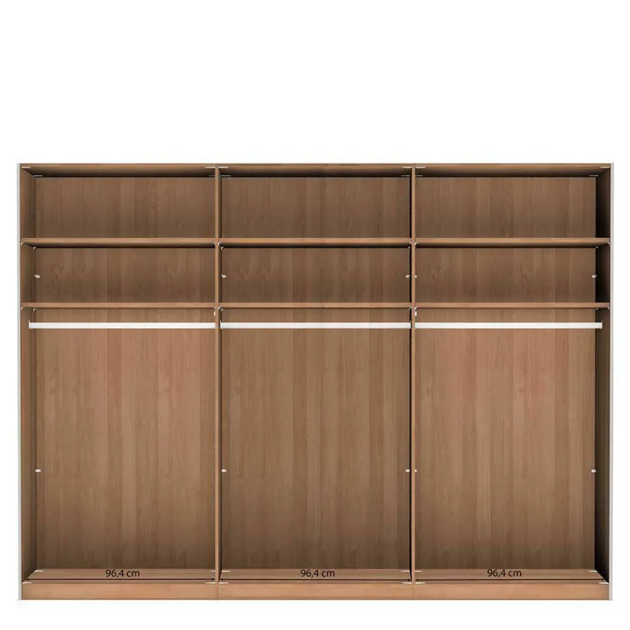 Best 300 cm breiter Schwebetürenschrank mit Glas Beige - Nikoba Kleiderschränke|Schränke