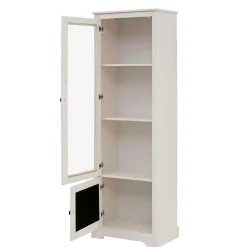 Best 180 cm hohe Landhausvitrine in Weiß mit Beige - Isvair I Vitrinen