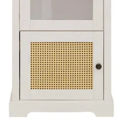 Best 180 cm hohe Landhausvitrine in Weiß mit Beige - Isvair I Vitrinen