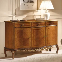 Best 100 cm hohes Sideboard in Nussbaum & Gold - Aciara Sideboards