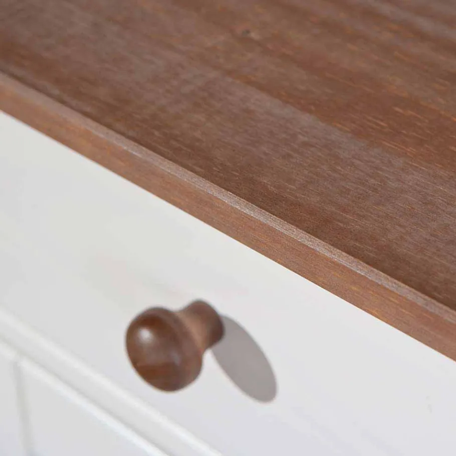 Sale 130 cm Kiefer Sideboard in Weiß Braun - Vatina Sideboards