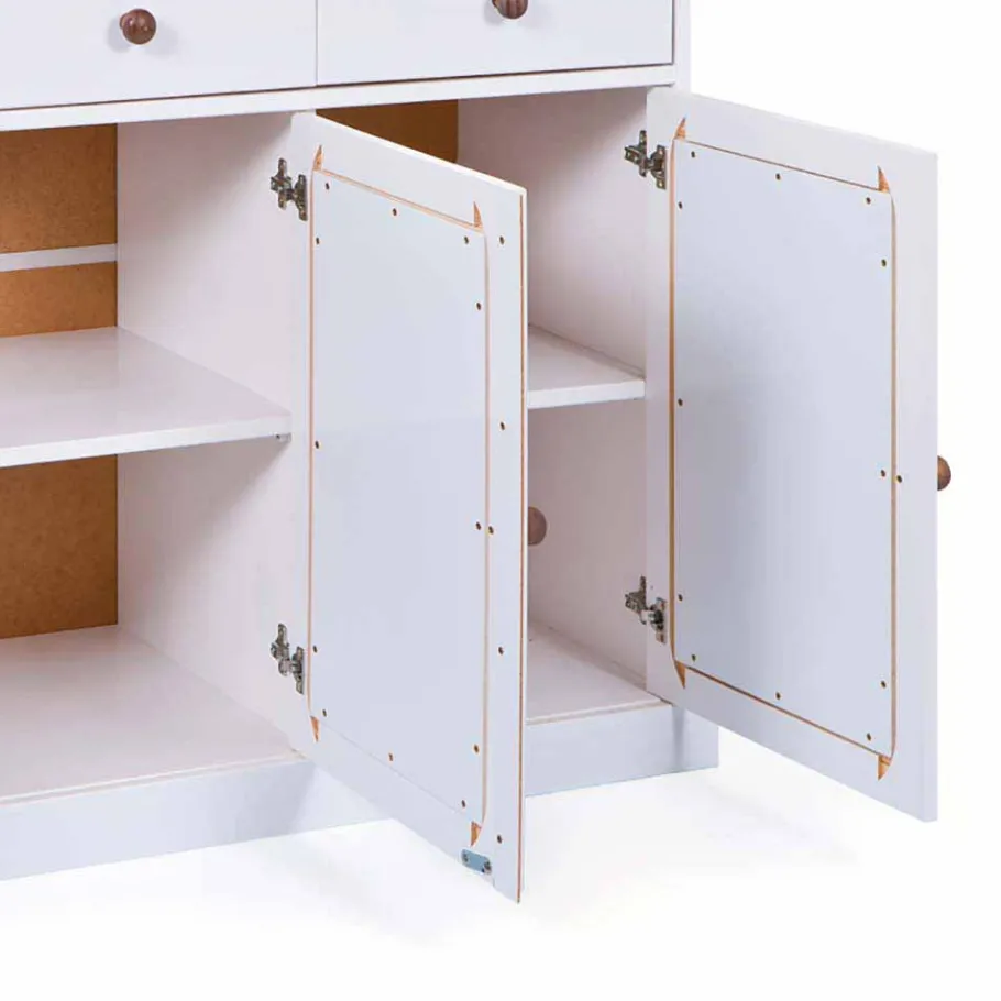 Sale 130 cm Kiefer Sideboard in Weiß Braun - Vatina Sideboards