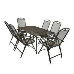 Best 6 Personen Gartengruppe aus Streckmetall - Tessina (siebenteilig) Sitzgruppe