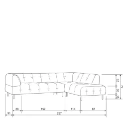 4 Personen Polsterecke in Graubraun Samtbezug - Marian Sofas