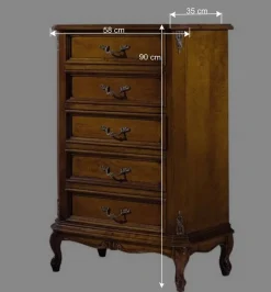Clearance 5 Schubladen Hochkommode im Italienischen Stil - Carlenna Kommoden