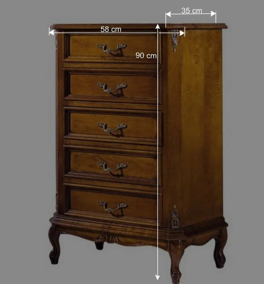 Clearance 5 Schubladen Hochkommode im Italienischen Stil - Carlenna Kommoden