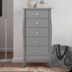 Outlet 5 Schubladen Hochkommode in Grau lackiert - Resivia Kommoden