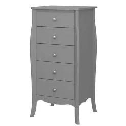 Outlet 5 Schubladen Hochkommode in Grau lackiert - Resivia Kommoden