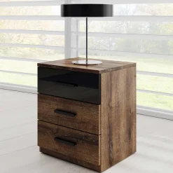 Sale 3 Schubladen Nachtkommode in Wildeiche dunkel - Ulpro Kommoden