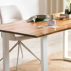 Online Akazie Essenstisch mit Naturkante & U-Füßen - Sortho Tische