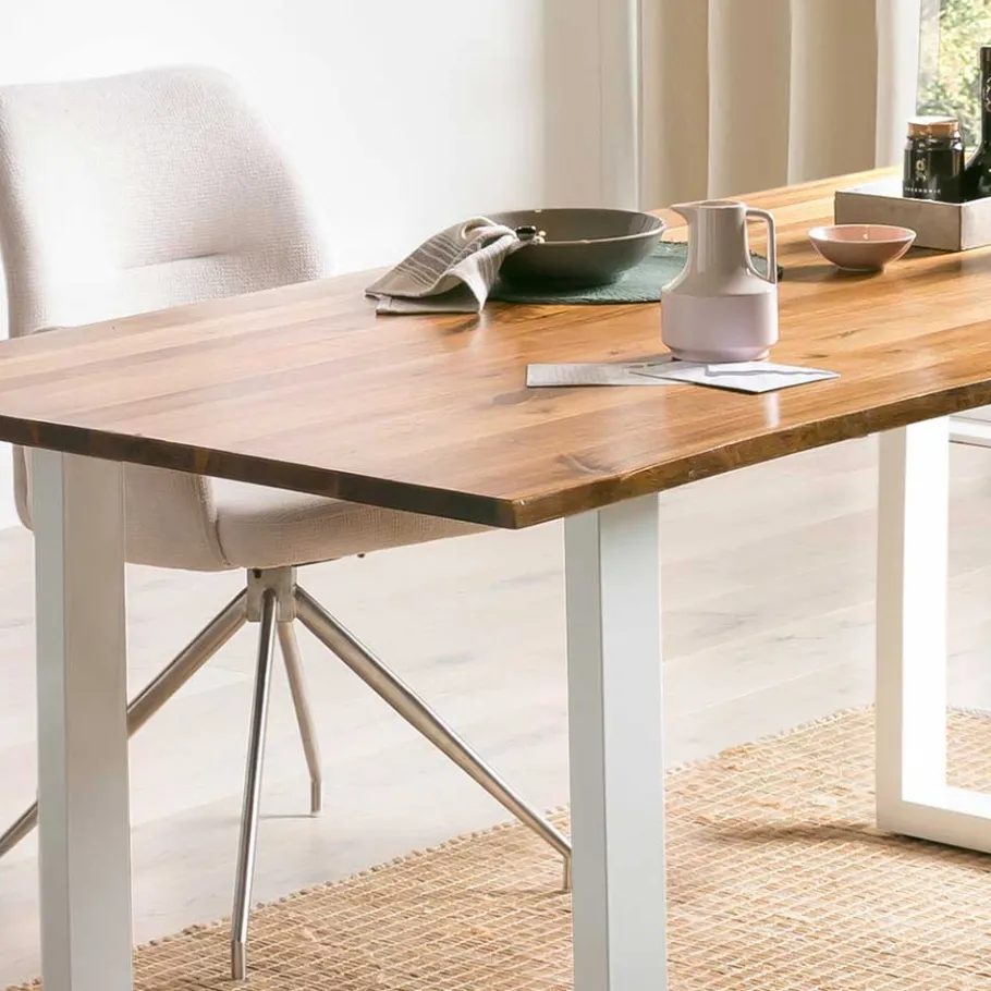 Online Akazie Essenstisch mit Naturkante & U-Füßen - Sortho Tische