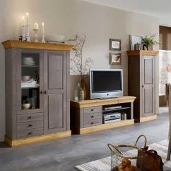 Online Anbauwand Cempino in Grau (dreiteilig) Wohnwände