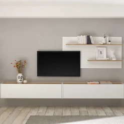 Outlet Anbauwand in Weiß & Wildeiche - Nonessia (dreiteilig) Wohnwände