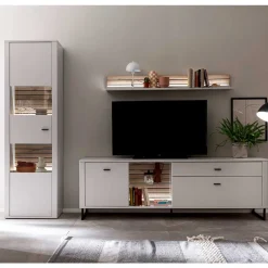 Clearance Anbauwand in Weiß mit Wildeiche - Varzino (dreiteilig) Wohnwände