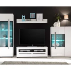 Sale Anbauwand Jetongos in Weiß Hochglanz (vierteilig) Wohnwände