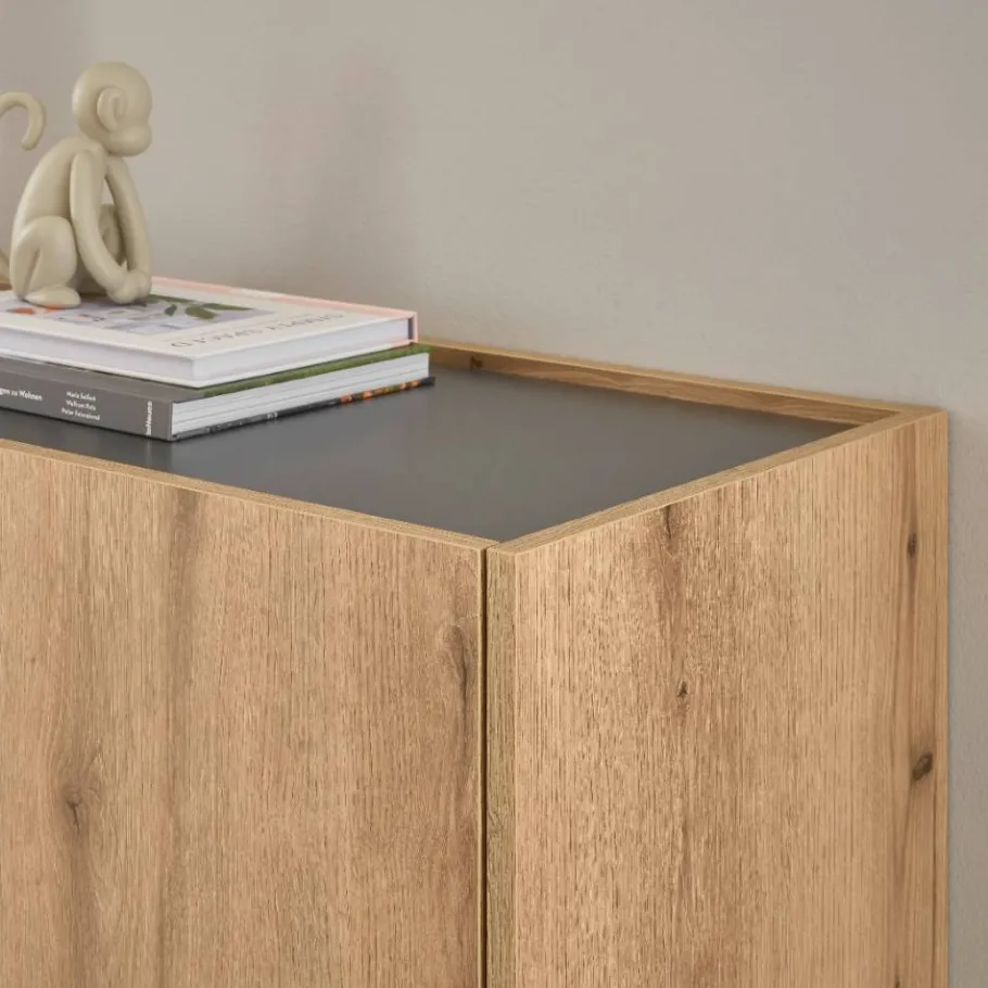 Anrichte in Wildeiche Optik und Anthrazit - Colomania Sideboards