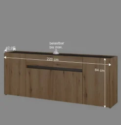 Anrichte in Wildeiche Optik und Anthrazit - Colomania Sideboards