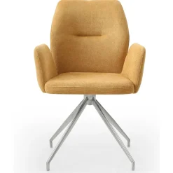 Clearance Armlehnen Polsterstuhl in Gelb Strukturstoff - Akos Stühle