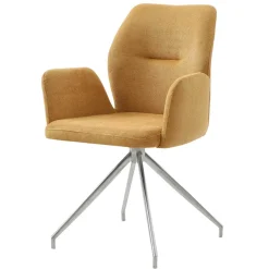 Clearance Armlehnen Polsterstuhl in Gelb Strukturstoff - Akos Stühle