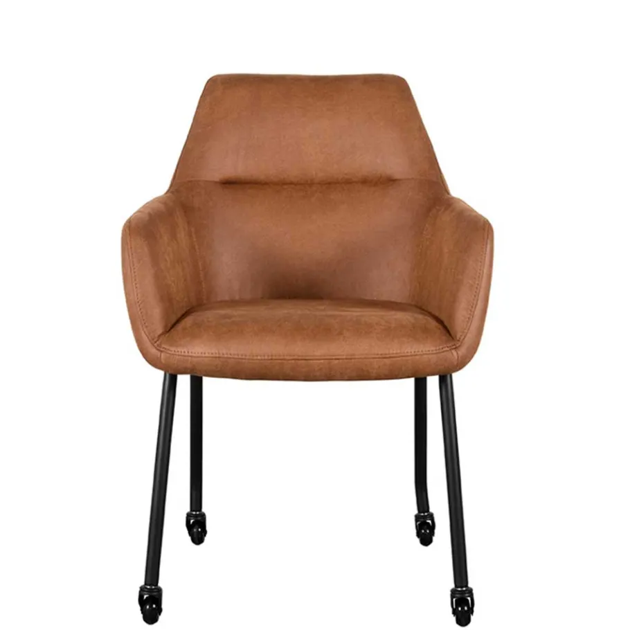 Online Armlehnenstuhl auf Rollen in Cognac Braun - Varel (2er Set) Stühle