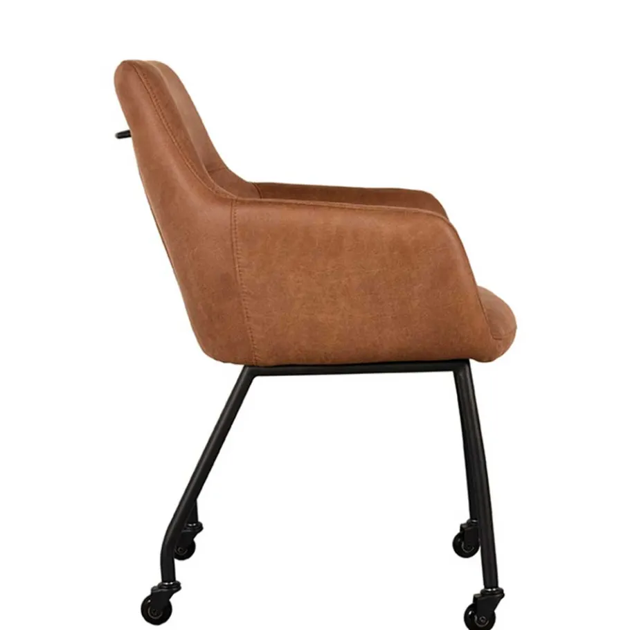 Online Armlehnenstuhl auf Rollen in Cognac Braun - Varel (2er Set) Stühle