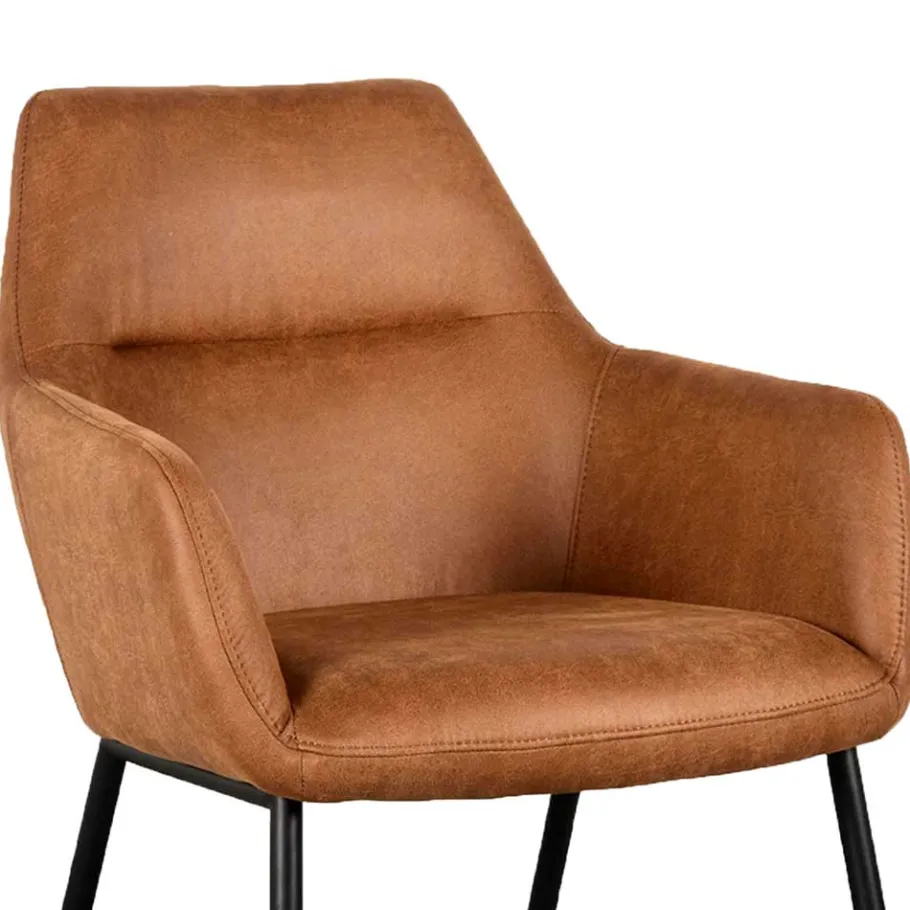 Online Armlehnenstuhl auf Rollen in Cognac Braun - Varel (2er Set) Stühle