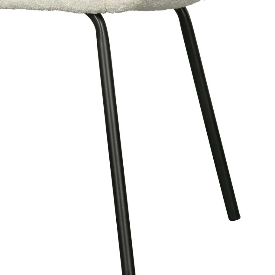 Armlehnenstuhl aus Boucle Stoff in Offwhite - Choco (2er Set) Stühle