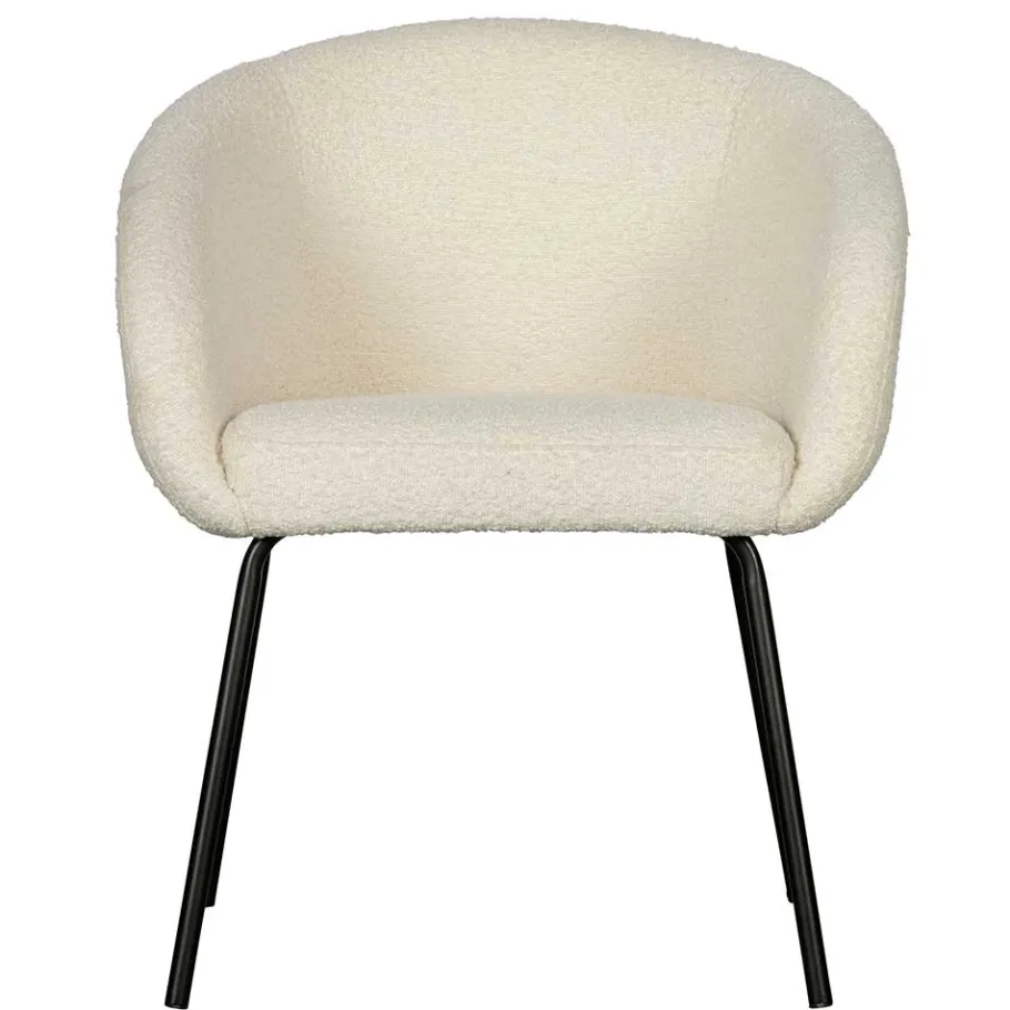 Armlehnenstuhl aus Boucle Stoff in Offwhite - Choco (2er Set) Stühle