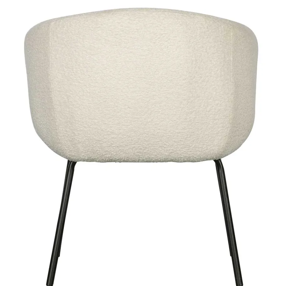 Armlehnenstuhl aus Boucle Stoff in Offwhite - Choco (2er Set) Stühle