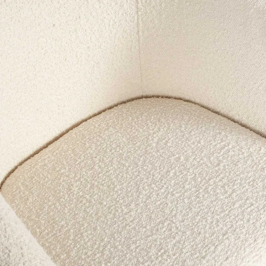 Armlehnenstuhl aus Boucle Stoff in Offwhite - Choco (2er Set) Stühle