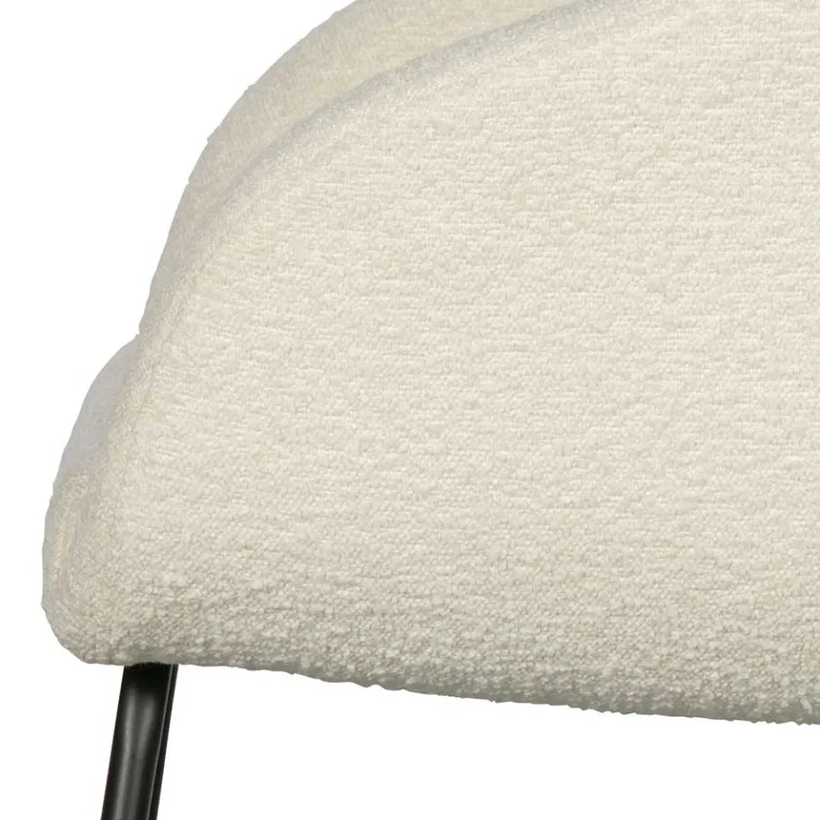 Armlehnenstuhl aus Boucle Stoff in Offwhite - Choco (2er Set) Stühle