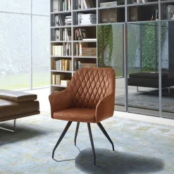 Sale Armlehnenstuhl aus braunem Kunstleder - Gonnya Stühle