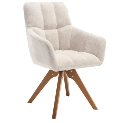 Armlehnenstuhl in Creme Strukturstoff - Crystoga (2er Set) Stühle