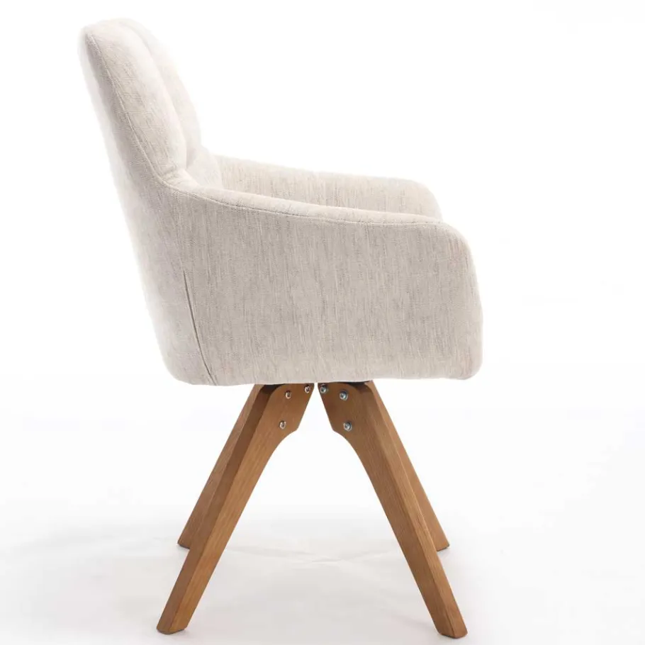 Armlehnenstuhl in Creme Strukturstoff - Crystoga (2er Set) Stühle