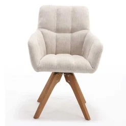 Armlehnenstuhl in Creme Strukturstoff - Crystoga (2er Set) Stühle