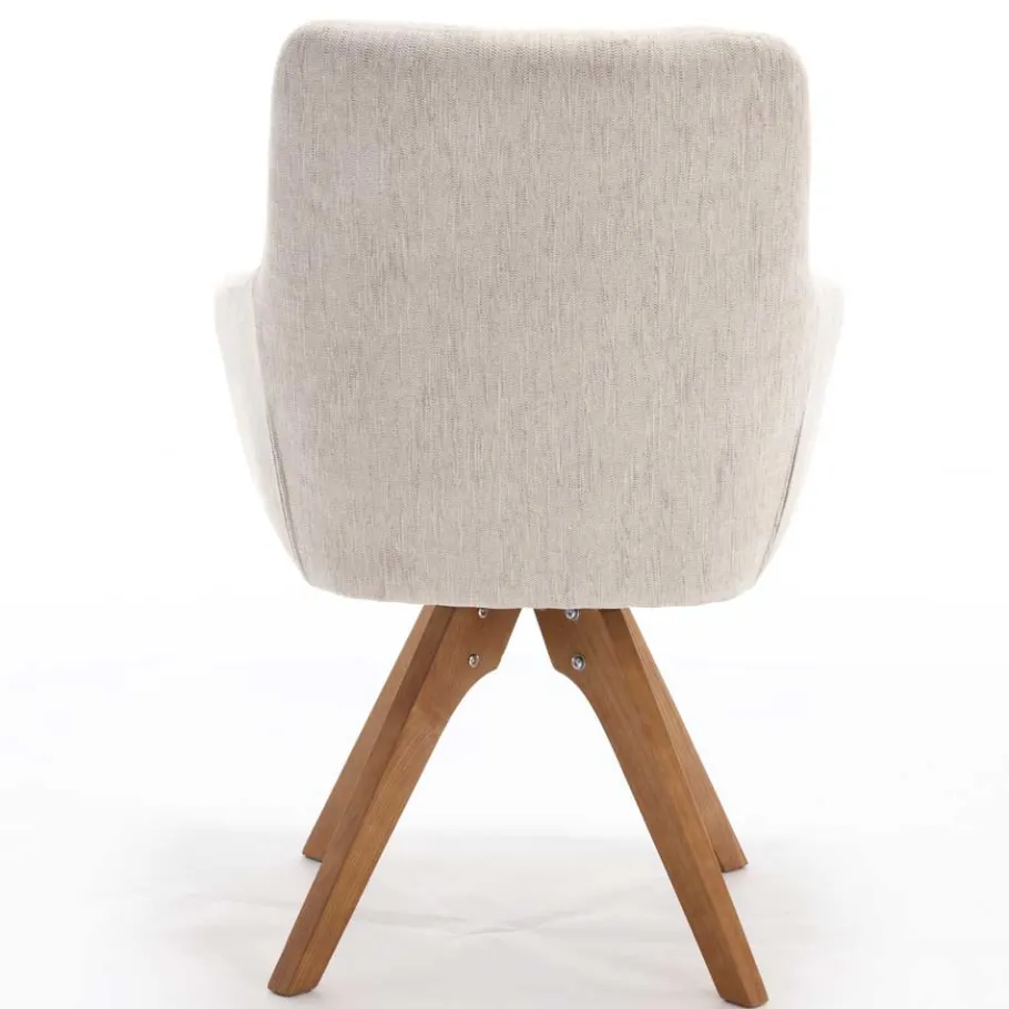 Armlehnenstuhl in Creme Strukturstoff - Crystoga (2er Set) Stühle