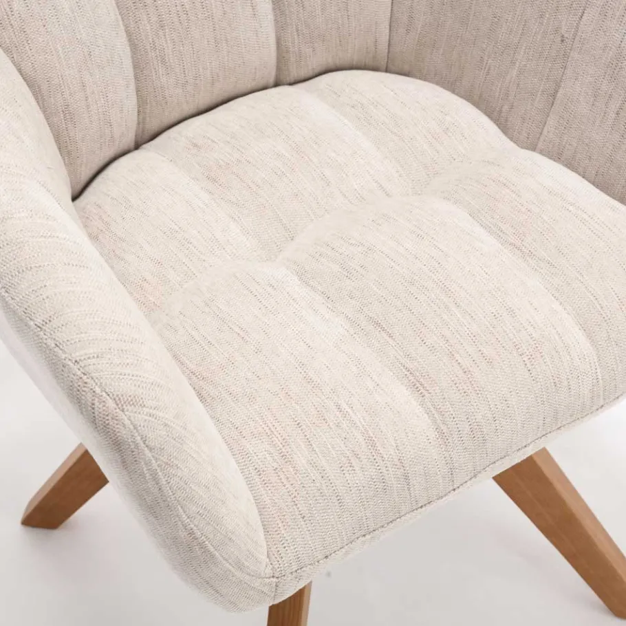 Armlehnenstuhl in Creme Strukturstoff - Crystoga (2er Set) Stühle