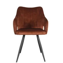 Armlehnenstuhl in Rost Braun Velours - Welinda Stühle