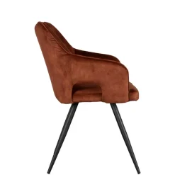 Armlehnenstuhl in Rost Braun Velours - Welinda Stühle