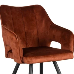 Armlehnenstuhl in Rost Braun Velours - Welinda Stühle