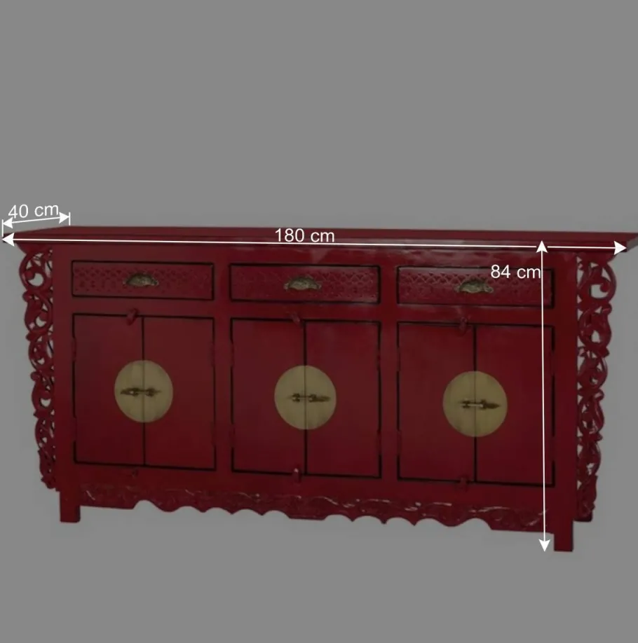 Best Asia Design Sideboard aus Massivholz in Rot - Iscian Sideboards