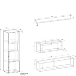 Outlet Ausgefallene Wohnwand Möbel Set - Nonessia (vierteilig) Wohnwände