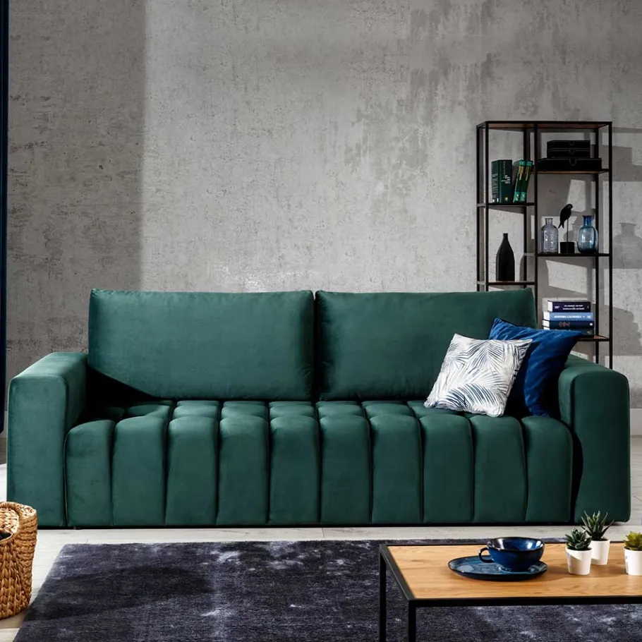 Best Ausklappbares Sofa in Grün Samt - Olenka Sofas