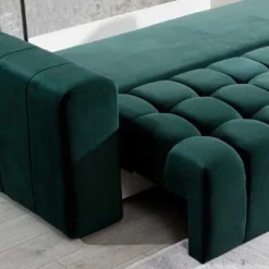 Best Ausklappbares Sofa in Grün Samt - Olenka Sofas