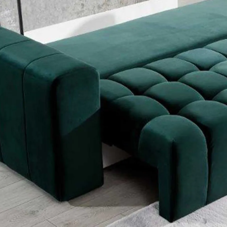 Best Ausklappbares Sofa in Grün Samt - Olenka Sofas