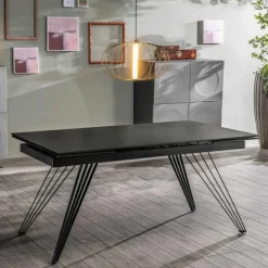 Clearance Ausziehbarer Esstisch in Dunkelgrau Keramik - Filios Tische