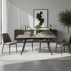 Ausziehbarer Tisch in Hellgrau Marmoroptik - Beluah Tische